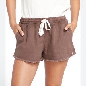 NWT Volcom Strutin Stone Frayed Drawstring Shorts Brown size M